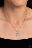 Paparazzi "Leave Your Initials" Silver R Necklace & Earring Set Paparazzi Jewelry