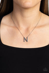 Paparazzi "Leave Your Initials" Silver N Necklace & Earring Set Paparazzi Jewelry
