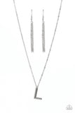 Paparazzi "Leave Your Initials" Silver L Necklace & Earring Set Paparazzi Jewelry