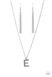 Paparazzi "Leave Your Initials" Silver E Necklace & Earring Set Paparazzi Jewelry