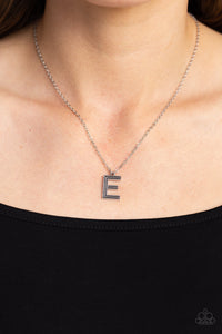 Paparazzi "Leave Your Initials" Silver E Necklace & Earring Set Paparazzi Jewelry