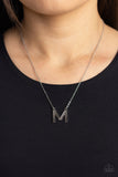 Paparazzi "Leave Your Initials" Silver M Necklace & Earring Set Paparazzi Jewelry