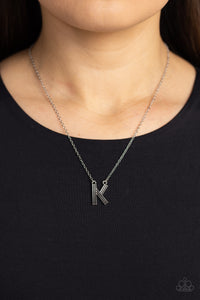 Paparazzi "Leave Your Initials" Silver K Necklace & Earring Set Paparazzi Jewelry