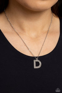 Paparazzi "Leave Your Initials" Silver D Necklace & Earring Set Paparazzi Jewelry