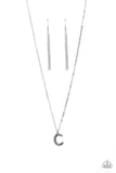 Paparazzi "Leave Your Initials" Silver C Necklace & Earring Set Paparazzi Jewelry