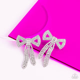 Paparazzi "Just BOW With It" White Exclusive Post Earrings Paparazzi Jewelry