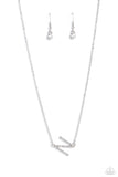 Paparazzi "INITIALLY Yours" N - White Necklace & Earring Set Paparazzi Jewelry