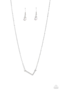 Paparazzi "INITIALLY Yours" L  - White Necklace & Earring Set Paparazzi Jewelry