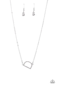 Paparazzi "INITIALLY Yours" D - White Necklace & Earring Set Paparazzi Jewelry