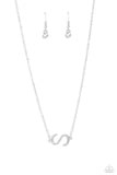 Paparazzi "INITIALLY Yours" S - White Necklace & Earring Set Paparazzi Jewelry