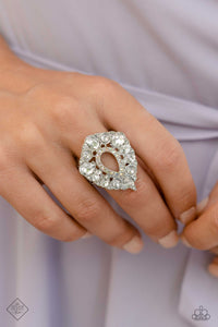 Paparazzi "First Class Fairytale" White Fashion Fix Ring Paparazzi Jewelry