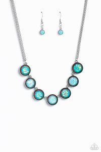 Paparazzi "Looking for DOUBLE" Blue Necklace & Earring Set Paparazzi Jewelry