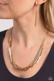 Paparazzi "Dynamic Default" Gold Necklace & Earring Set Paparazzi Jewelry