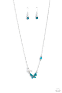 Paparazzi "Cant BUTTERFLY Me Love" Blue Necklace & Earring Set Paparazzi Jewelry