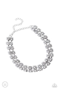 Paparazzi "Glistening Gallery" White Choker Necklace & Earring Set Paparazzi Jewelry