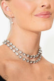 Paparazzi "Glistening Gallery" White Choker Necklace & Earring Set Paparazzi Jewelry