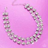 Paparazzi "Glistening Gallery" White Choker Necklace & Earring Set Paparazzi Jewelry