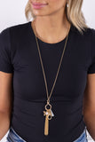 Paparazzi "SHELL-ebrity Showcase" Gold Lanyard Necklace & Earring Set Paparazzi Jewelry