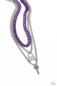 Paparazzi "Locked Labor" Purple Necklace & Earring Set Paparazzi Jewelry
