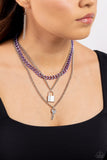 Paparazzi "Locked Labor" Purple Necklace & Earring Set Paparazzi Jewelry