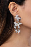 Paparazzi "Fluttering Finale" White Post Earrings Paparazzi Jewelry