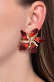Paparazzi "Warped Wallflower" Red Post Earrings Paparazzi Jewelry