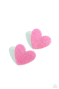 Paparazzi "Sparkly Sweethearts" Pink Post Earrings Paparazzi Jewelry