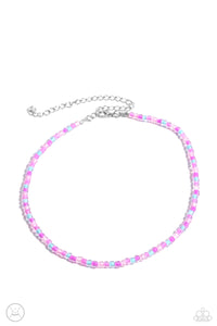Paparazzi "Colorfully GLASSY" Pink Choker Necklace & Earring Set Paparazzi Jewelry