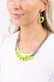 Paparazzi "CURB Craze" Green Necklace & Earring Set Paparazzi Jewelry