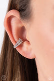 Paparazzi "Pronged Parisian" White Ear Cuff Post Earrings Paparazzi Jewelry