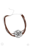 Paparazzi "Textured Tapestry" Brown Choker Necklace & Earring Set Paparazzi Jewelry