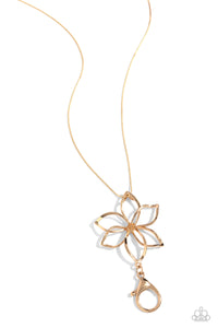 Paparazzi "Flowering Fame" Gold Lanyard Necklace & Earring Set Paparazzi Jewelry