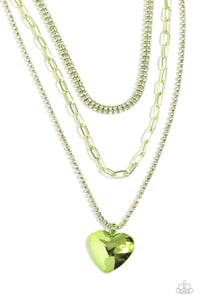 Paparazzi "Caring Cascade" Green Necklace & Earring Set Paparazzi Jewelry
