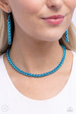 Paparazzi "Braided Battalion" Blue Choker Necklace & Earring Set Paparazzi Jewelry