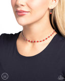Paparazzi "Dancing Dalliance" Red Choker Necklace & Earring Set Paparazzi Jewelry