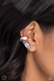 Paparazzi "Twisting Teardrop" White Ear Cuff Post Earrings Paparazzi Jewelry