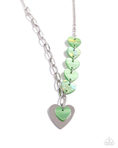 Paparazzi "HEART Of The Movement" Green Necklace & Earring Set Paparazzi Jewelry