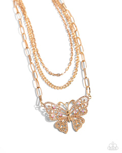 Paparazzi "Winged Wonder" Gold Necklace & Earring Set Paparazzi Jewelry