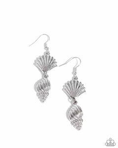 Paparazzi "SHELL, I Was In the Area" Silver Earrings Paparazzi Jewelry