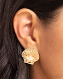 Paparazzi "Oyster Opulence" Gold Post Earrings Paparazzi Jewelry