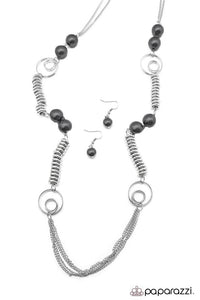 Paparazzi "Break From The Norm" Black Necklace & Earring Set Paparazzi Jewelry