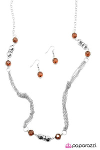 Paparazzi "All Dolled Up" Brown Necklace & Earring Set Paparazzi Jewelry