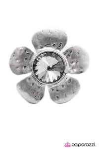 Paparazzi "Another Cinderella Story" Silver/White Gem Flower Statement Piece Ring Paparazzi Jewelry
