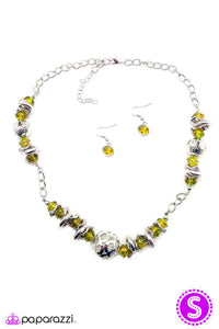 Paparazzi "Rant and Rave" RETIRED Yellow Bead Sphere Silver Tone Necklace & Earring Set Paparazzi Jewelry