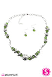 Paparazzi "Rant and Rave" RETIRED Green Bead Sphere Silver Tone Necklace & Earring Set Paparazzi Jewelry