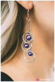 Paparazzi "Ripple Effect" Blue Pearly Bead Hoops Silver Tone Earrings Paparazzi Jewelry