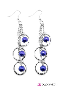 Paparazzi "Ripple Effect" Blue Pearly Bead Hoops Silver Tone Earrings Paparazzi Jewelry