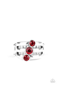 Paparazzi "Triple The Twinkle" Red Ring Paparazzi Jewelry