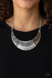 Paparazzi "Utterly Untamable" Silver Necklace & Earring Set Paparazzi Jewelry