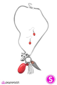 Paparazzi "See How High You Can Fly" Red Necklace & Earring Set Paparazzi Jewelry